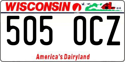 WI license plate 505OCZ