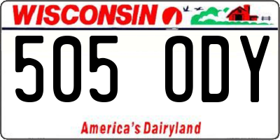 WI license plate 505ODY