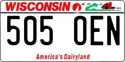 WI license plate 505OEN