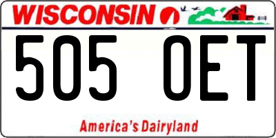 WI license plate 505OET