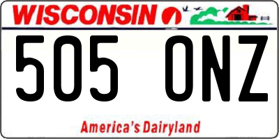 WI license plate 505ONZ