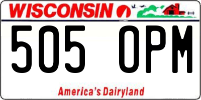 WI license plate 505OPM