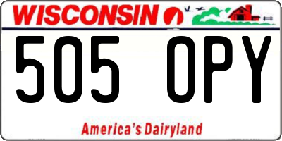 WI license plate 505OPY