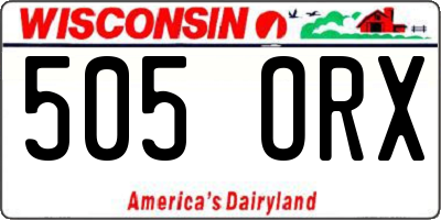 WI license plate 505ORX