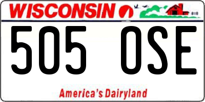 WI license plate 505OSE