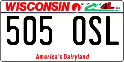 WI license plate 505OSL