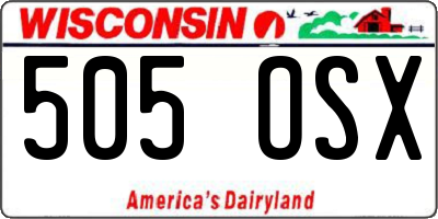WI license plate 505OSX