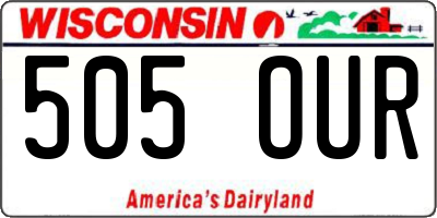 WI license plate 505OUR