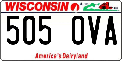 WI license plate 505OVA