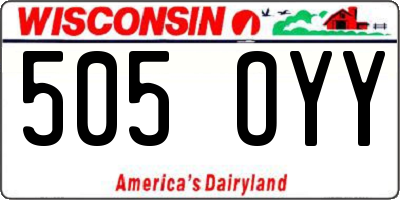 WI license plate 505OYY