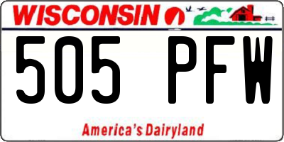 WI license plate 505PFW