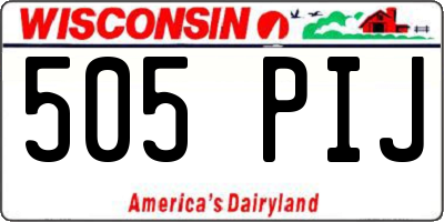 WI license plate 505PIJ