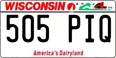 WI license plate 505PIQ