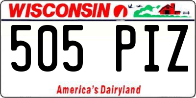 WI license plate 505PIZ