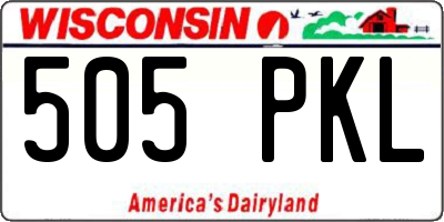 WI license plate 505PKL
