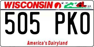WI license plate 505PKO