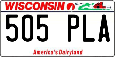 WI license plate 505PLA