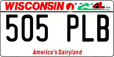 WI license plate 505PLB
