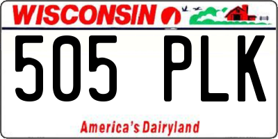 WI license plate 505PLK