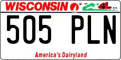 WI license plate 505PLN