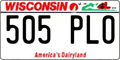 WI license plate 505PLO