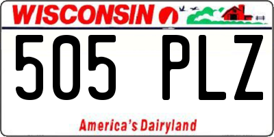 WI license plate 505PLZ