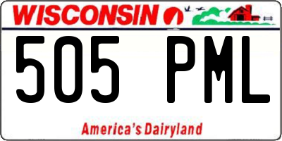 WI license plate 505PML
