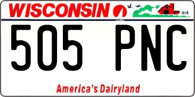 WI license plate 505PNC