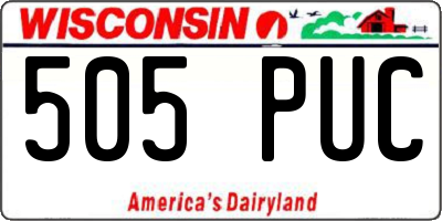 WI license plate 505PUC