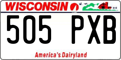 WI license plate 505PXB