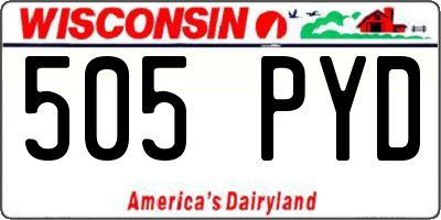 WI license plate 505PYD