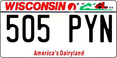 WI license plate 505PYN