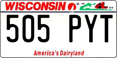 WI license plate 505PYT