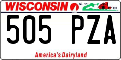 WI license plate 505PZA