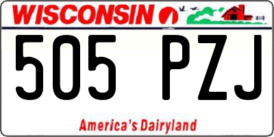 WI license plate 505PZJ