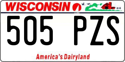 WI license plate 505PZS