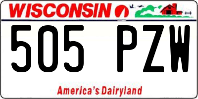 WI license plate 505PZW