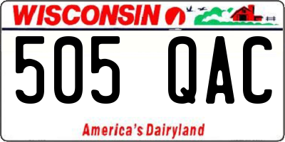 WI license plate 505QAC