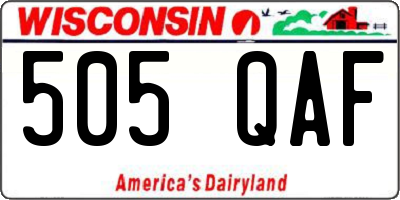 WI license plate 505QAF