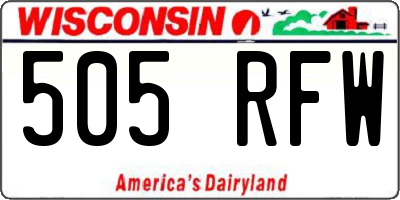 WI license plate 505RFW