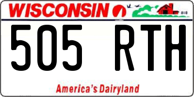 WI license plate 505RTH