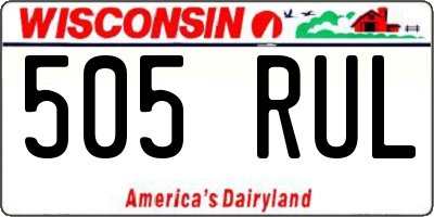 WI license plate 505RUL