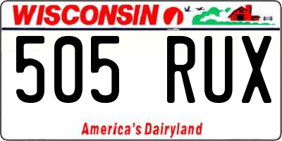 WI license plate 505RUX
