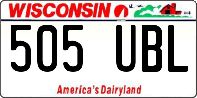 WI license plate 505UBL