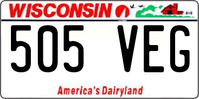 WI license plate 505VEG