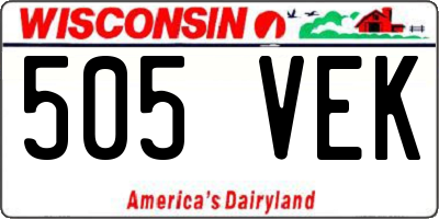 WI license plate 505VEK
