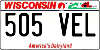 WI license plate 505VEL