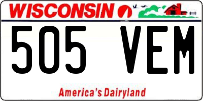 WI license plate 505VEM