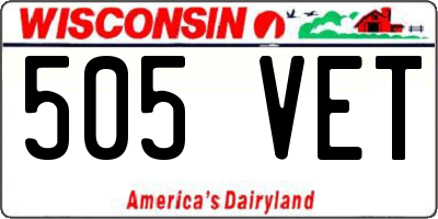WI license plate 505VET