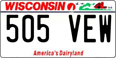 WI license plate 505VEW